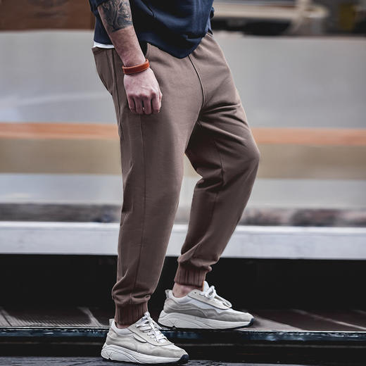 工装优选 美式复古束脚松紧腰毛圈卫裤直筒春秋款拼接休闲运动裤男 商品图3