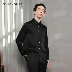 Solo seta25姆米重磅真丝睡衣上装长袖男秋冬高级感外穿丝绸