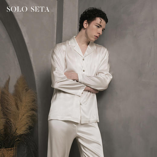 Solo seta25姆米重磅真丝睡衣桑蚕丝男士高端家居服套装送礼秋冬 商品图0