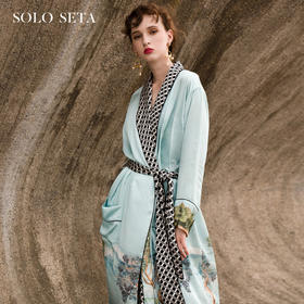 Solo seta重磅真丝睡袍女长款桑蚕丝系带可外穿家居服浴袍女秋冬