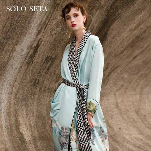 Solo seta重磅真丝睡袍女长款桑蚕丝系带可外穿家居服浴袍女秋冬 商品图0