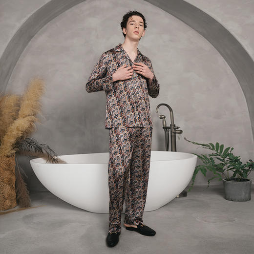 Solo seta22姆米重磅真丝睡衣套装男家居服长袖轻奢外穿秋冬 商品图2