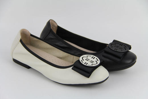 蝴蝶结平底鞋真皮浅口女单鞋低跟懒人鞋豪行正品29191652圆头百搭 商品图3