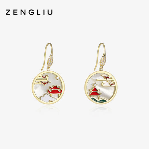 ZEGL设计师中国风祥云贝壳耳环女气质耳钉2024新款潮网红耳饰 商品图1