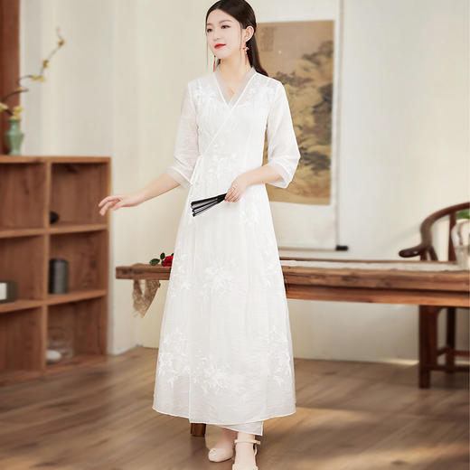 中国风复古禅意茶服改良旗袍连衣裙FL-6307 商品图3