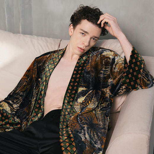 Solo seta丝绒睡袍男士秋冬家居服晨袍中长款高级感法式婚礼 商品图4