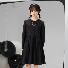 ZIHAN紫涵花边领连衣裙2022春新款衬衫裙珍珠链条裙子Z2Z02HS637