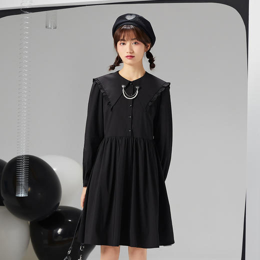 ZIHAN紫涵花边领连衣裙2022春新款衬衫裙珍珠链条裙子Z2Z02HS637 商品图0