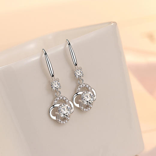 SWZH-EH310耳环四叶耳环女气质耳坠长款韩版个性耳扣简约耳饰品 商品图3