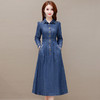 WE-KED91776时尚牛仔连衣裙女中长款2022春装新款修身大码气质高档长袖A字裙 商品缩略图0