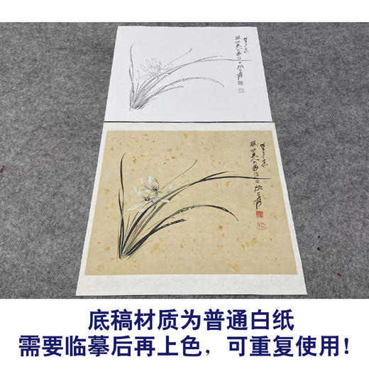 【大彩图】张大千工笔画白描底稿小品《斗方小品册页》兰花临摹勾线花鸟线稿QD24 商品图3