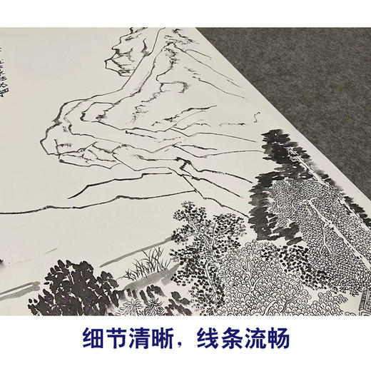 【大彩图】张大千工笔白描底稿《沧浪渔笛图》临摹高清打印稿QD01 商品图4