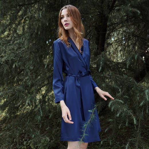 Solo seta22姆米重磅真丝睡袍中长款2025秋冬丝绸浴袍女长袖 商品图3