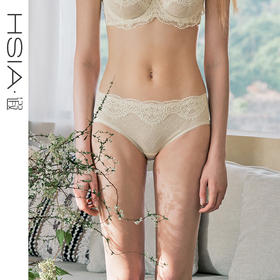 HSIA遐内裤女仿刺绣蕾丝性感轻薄透气网纱纯棉裆底舒适中腰平角裤维多利亚印象