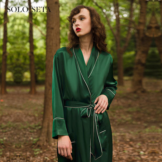 Solo seta重磅纯色真丝睡袍桑蚕丝浴袍女长款家居服2025秋冬 商品图0
