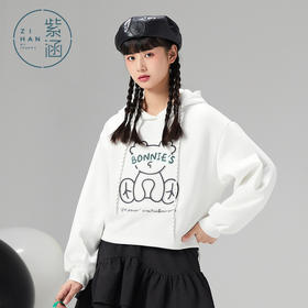 ZIHAN紫涵宽松印花卫衣女休闲运动风2022春季新款短款Z2Z02HS614