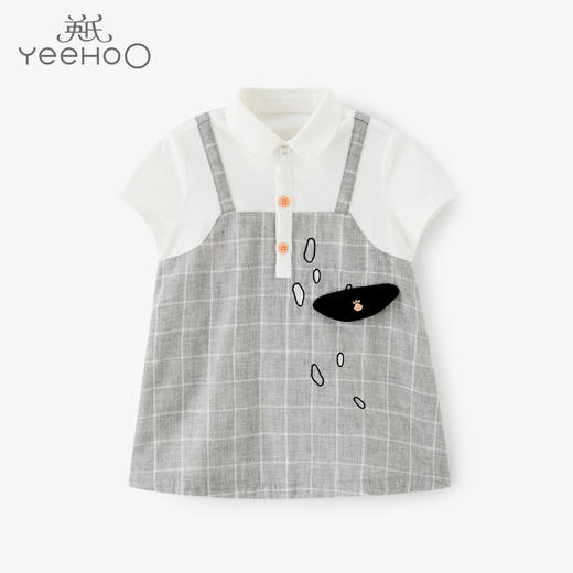 英氏-童衣类（夏）F2英梭短袖连衣裙花灰100CM 商品图0