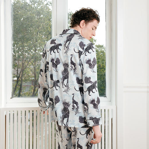 Solo seta22姆米真丝睡衣男士情侣款高级家居服长袖套装送礼 商品图1