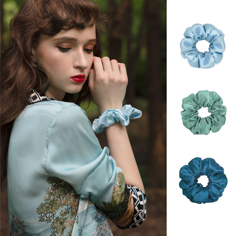 Solo seta法式真丝发圈绸缎中号大肠发带ins仙女甜美纯色发饰头绳