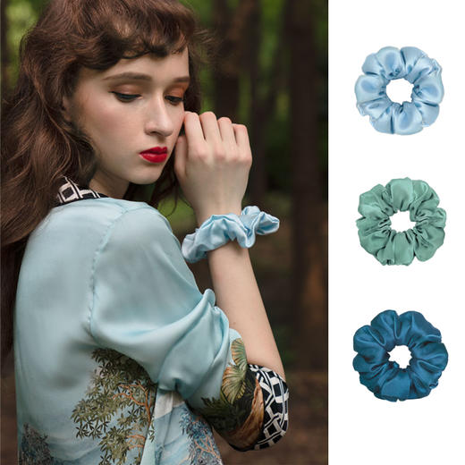 Solo seta法式真丝发圈绸缎中号大肠发带ins仙女甜美纯色发饰头绳 商品图0