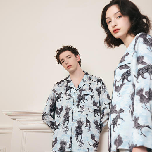 Solo seta22姆米真丝睡衣男士情侣款高级家居服长袖套装送礼 商品图3