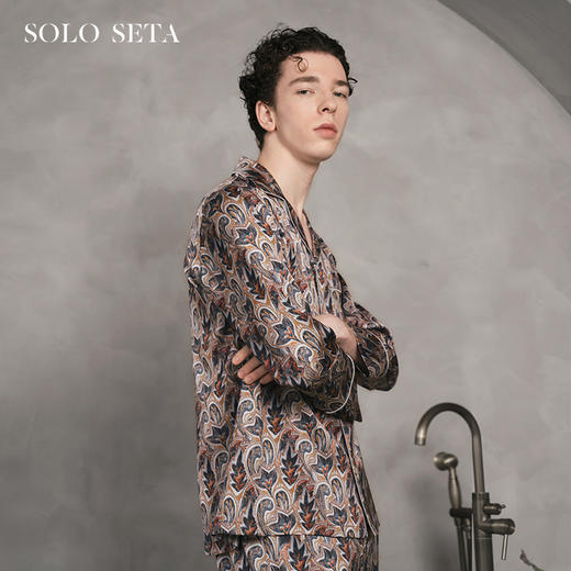 Solo seta22姆米重磅真丝睡衣套装男家居服长袖轻奢外穿秋冬 商品图0