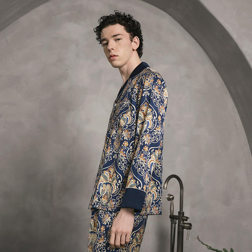 Solo seta22姆米重磅真丝睡衣家居服男长袖套装丝绸2025秋冬 商品图1