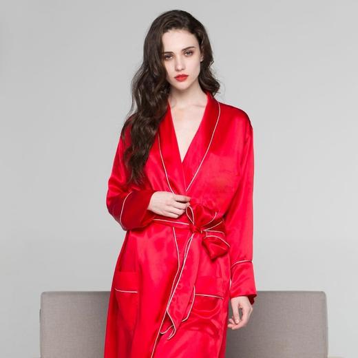 Solo seta重磅纯色真丝睡袍桑蚕丝浴袍女长款家居服2025秋冬 商品图4