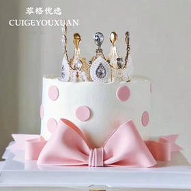 蝴蝶结皇冠  女神生日蛋糕（半翻糖蛋糕）