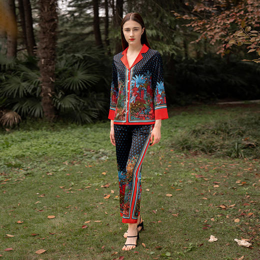 Solo seta22姆米睡衣套装女桑蚕丝家居服撞色轻奢高级可外穿秋冬 商品图1