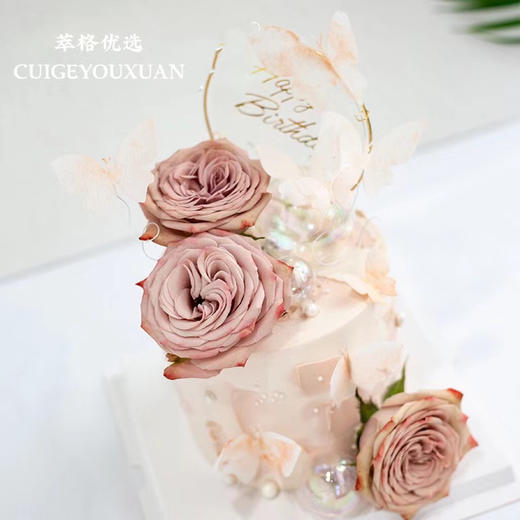 蝶恋金玫  玫瑰花蝴蝶女神蛋糕 商品图1