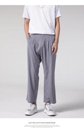 PINLI品立男装纯色宽松阔腿裤休闲长裤男B203117332