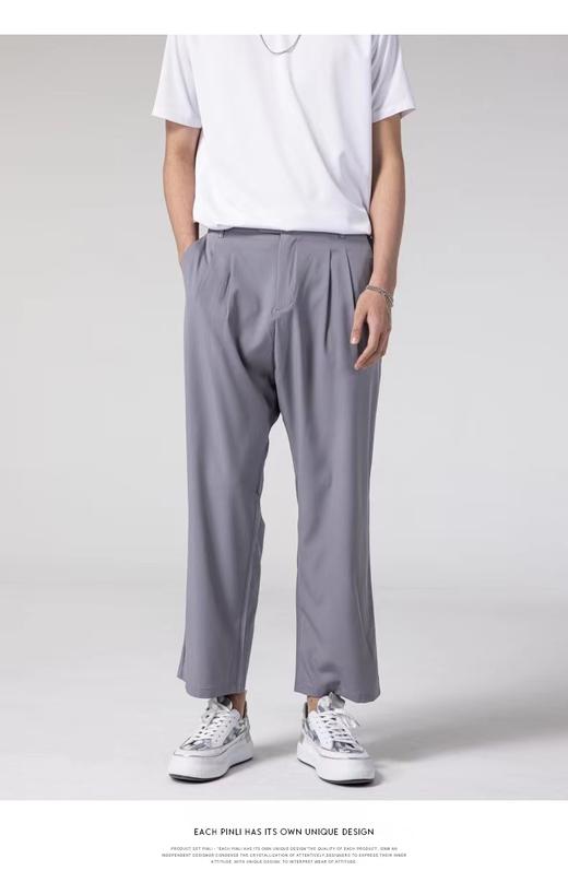 PINLI品立男装纯色宽松阔腿裤休闲长裤男B203117332 商品图0