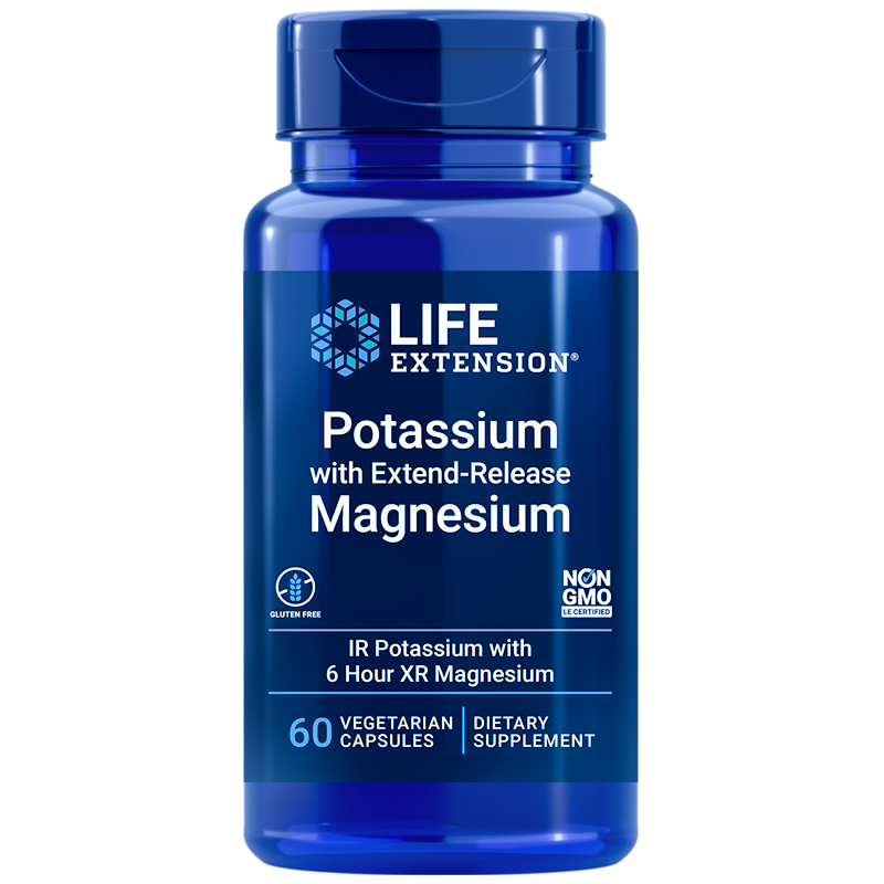 沿寿LIFE EXTENSION 钾与缓释镁素胶囊60粒｜Potassium with Extend-Release Magnesium 60'
