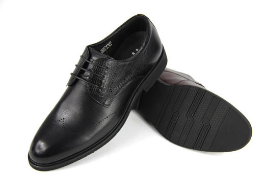 豪行秋款10374305布洛克皮鞋英伦韩版真皮增高正装商务透气男鞋  只有酒红 商品图5