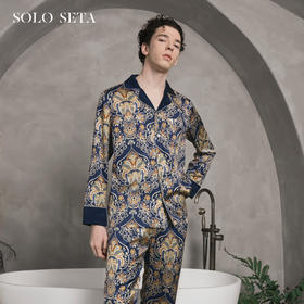 Solo seta22姆米重磅真丝睡衣家居服男长袖套装丝绸2025秋冬