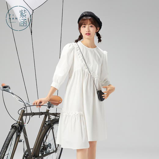 ZIHAN紫涵泡泡袖连衣裙女2022春季新款中长裙Z2Z02HS602 商品图0