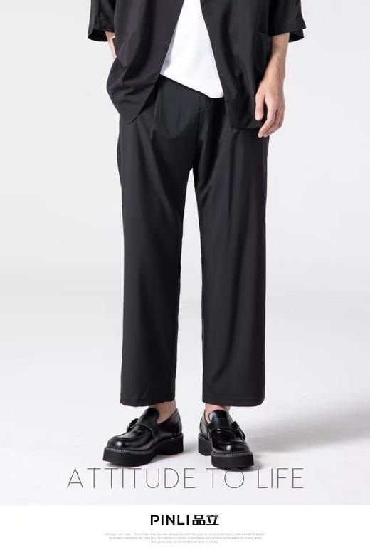 PINLI品立男装纯色宽松阔腿裤休闲长裤男B203117332 商品图2