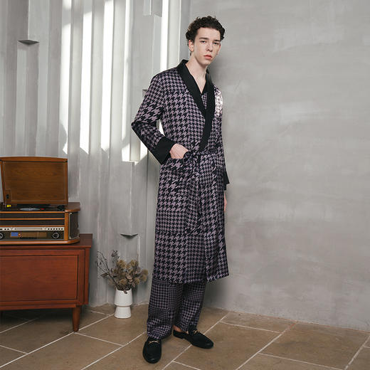 Solo seta22姆米秋冬真丝睡袍男士丝绸家居服中长款晨袍睡衣 商品图2