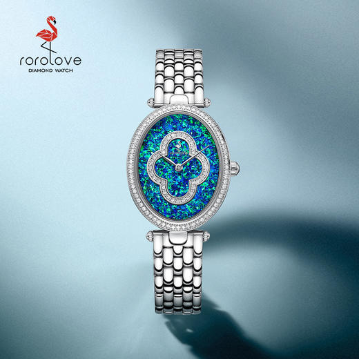 【ROROLOVE】诺爱Promise系列 天然钻石腕表 精钢蓝金砂面钻石手表（104个天然钻石） 商品图7