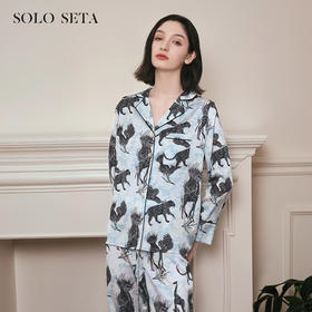 Solo seta22姆米真丝睡衣女士情侣家居服套装秋冬长袖桑蚕丝绸
