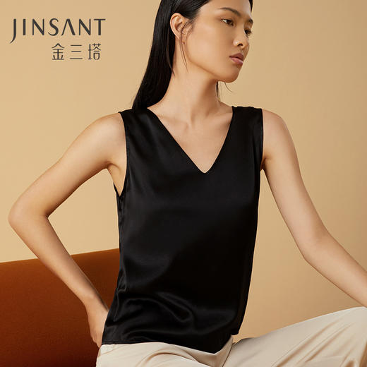 金三塔上新桑蚕丝一件抵两件宽松无袖背心 真丝缎面带罩杯打底小衫    YSFBA703 商品图2