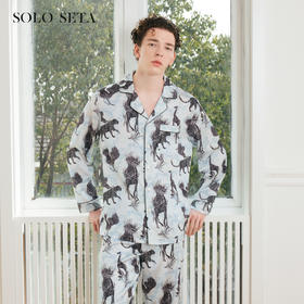Solo seta22姆米真丝睡衣男士情侣款高级家居服长袖套装送礼