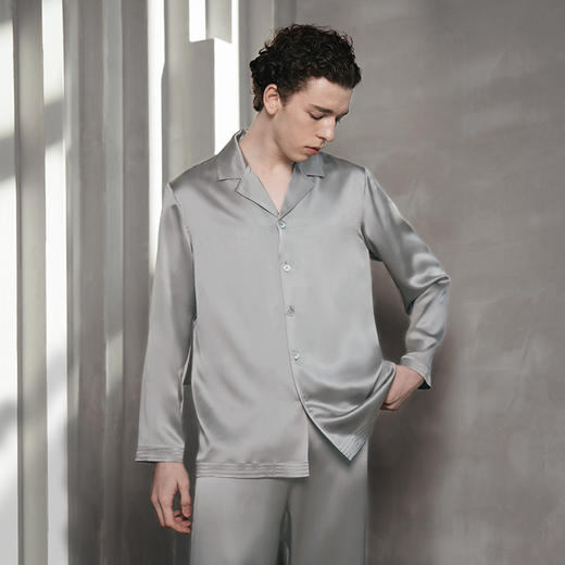 Solo seta25姆米重磅真丝睡衣桑蚕丝男士高端家居服套装送礼秋冬 商品图1