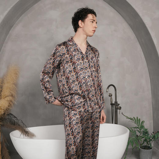 Solo seta22姆米重磅真丝睡衣套装男家居服长袖轻奢外穿秋冬 商品图4