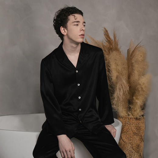 Solo seta25姆米重磅真丝睡衣桑蚕丝男士高端家居服套装送礼秋冬 商品图2