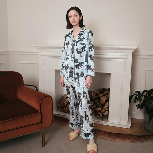 Solo seta22姆米真丝睡衣女士情侣家居服套装秋冬长袖桑蚕丝绸 商品图2