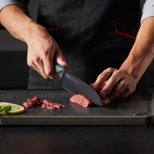 OOU!翡翠绿蜂鸟七件套厨房家用斩骨刀菜刀厨师刀水果刀全套组合厨具黑刀翡翠蜂鸟【德国钢7件套】 商品图3
