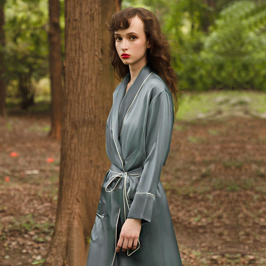 Solo seta重磅纯色真丝睡袍桑蚕丝浴袍女长款家居服2025秋冬 商品图1