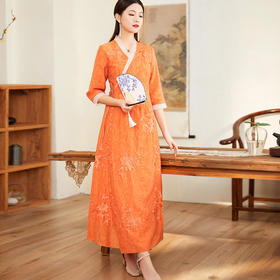中国风复古禅意茶服改良旗袍连衣裙FL-6307